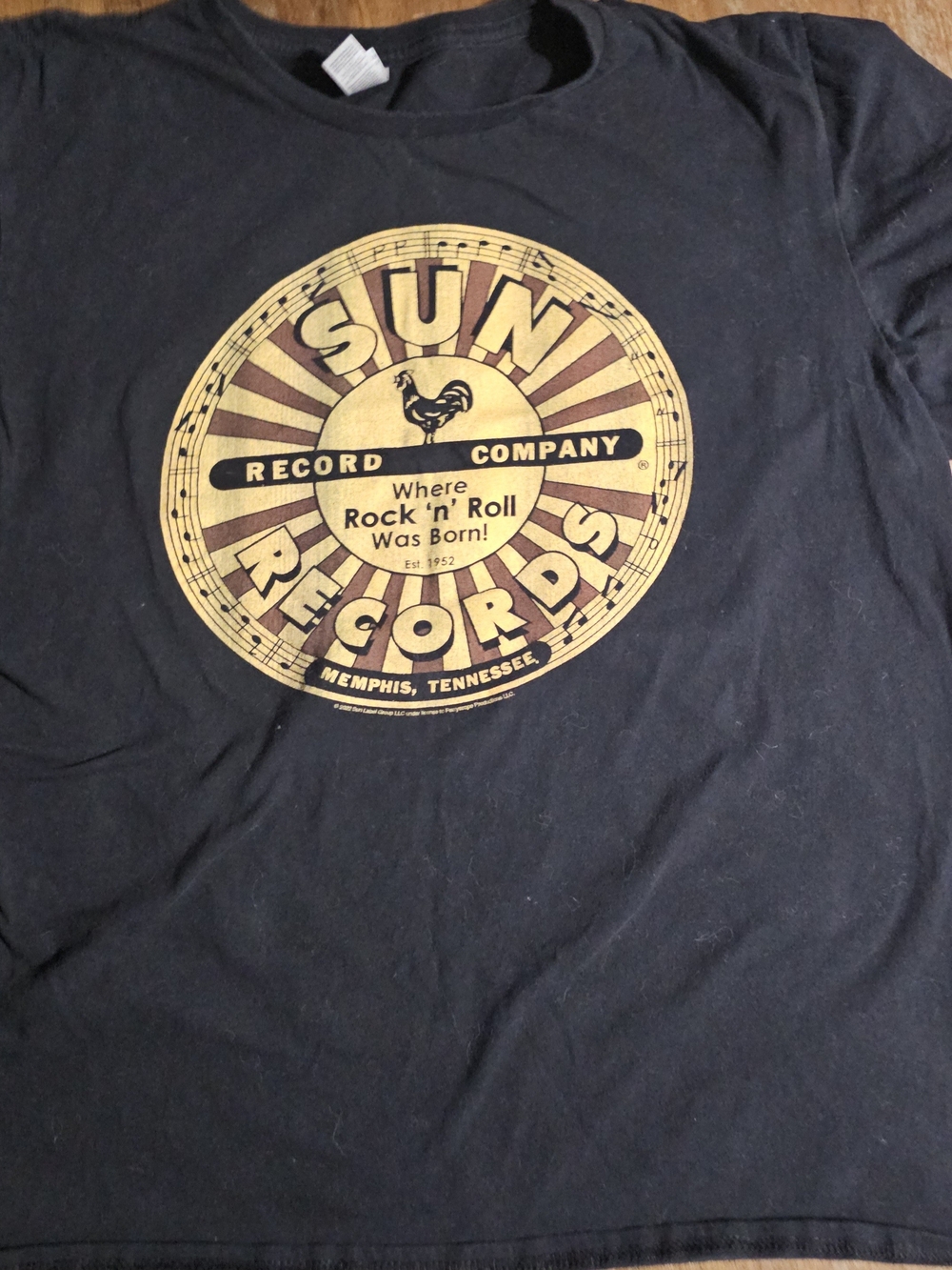 Gildan Black T-Shirt with Yellow Sun Records Graphic